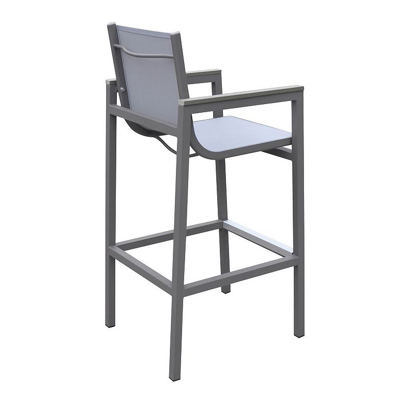 31 Inches Textilene Aluminum Frame Outdoor Barstool， Gray