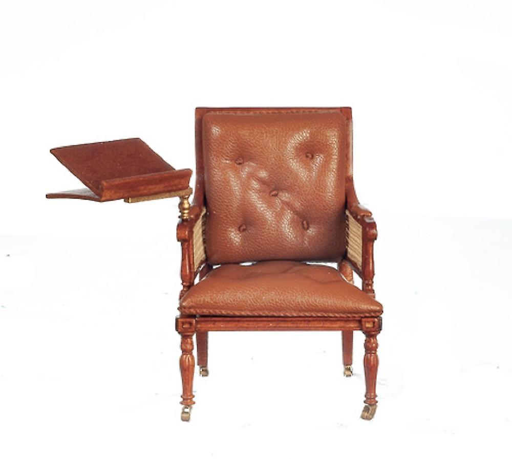 Dolls House Walnut Armchair With Writing Table Jbm Miniature Furniture