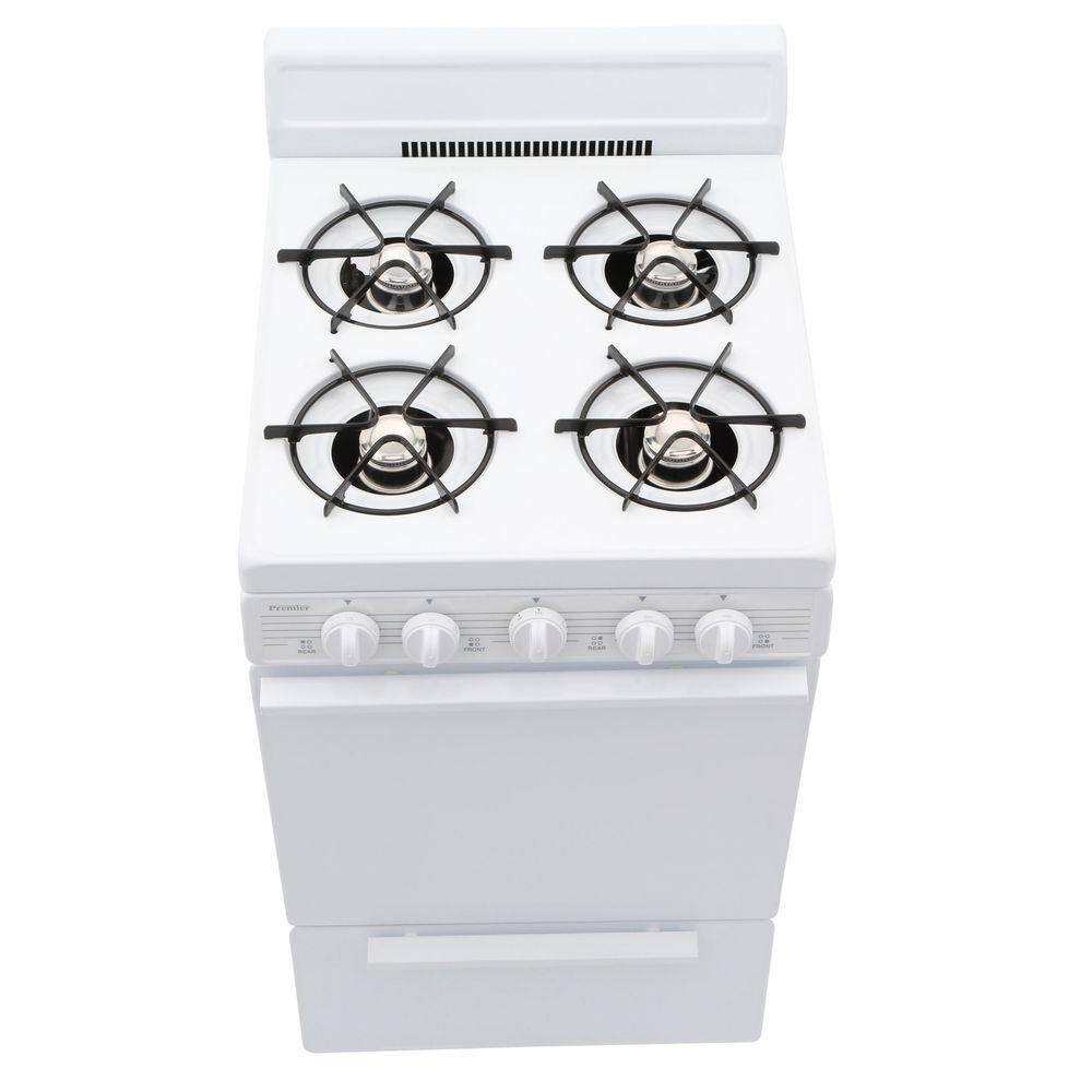 Premier 20 in. 2.42 cu. ft. Gas Range in White SAK100OP