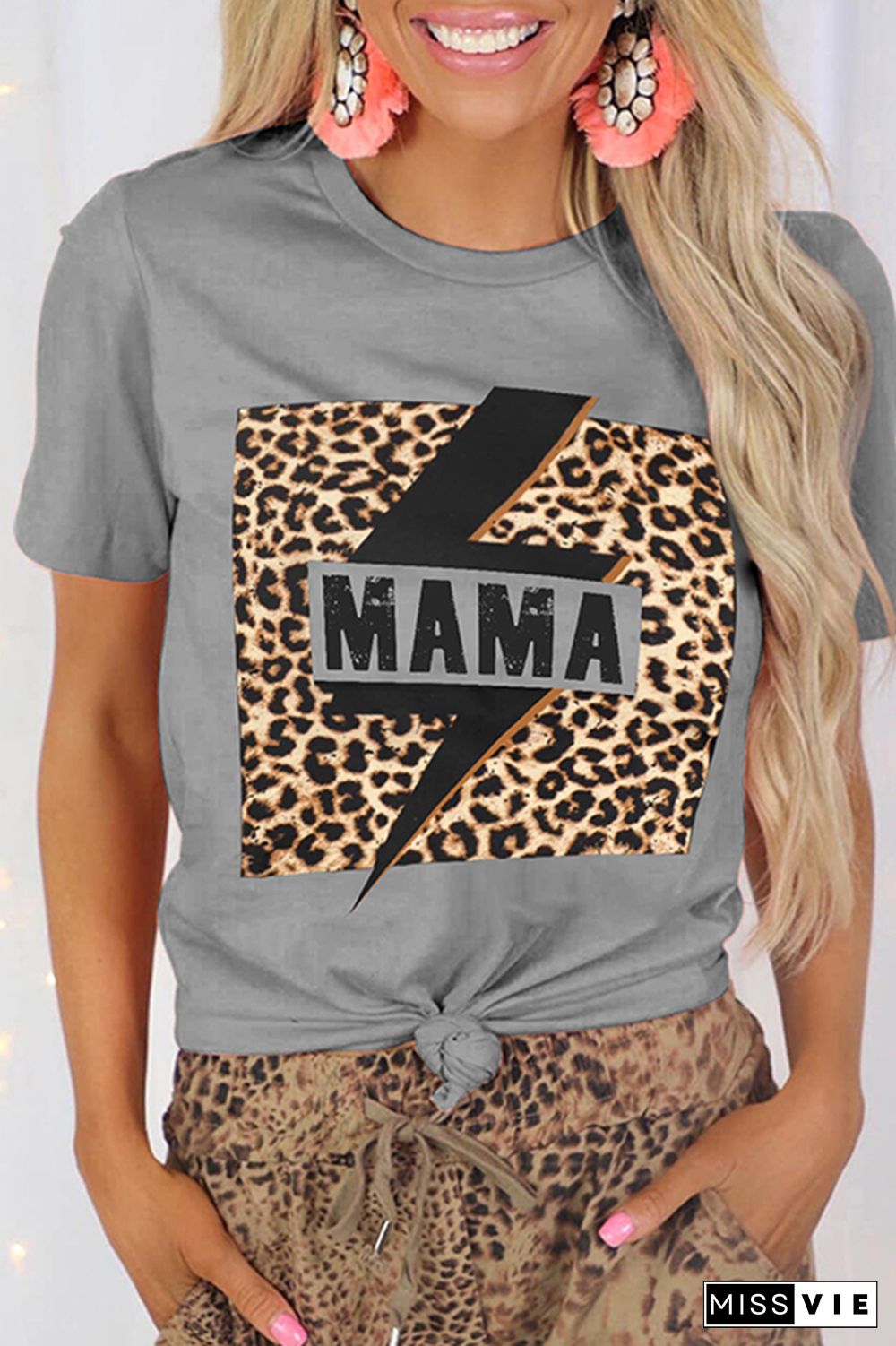 Mama Print Graphic Tees for Women Wholesale Short Sleeve T shirts Top