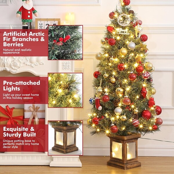 3 Ft Artificial Christmas Trees with Lighting Elk/ Snowman Base