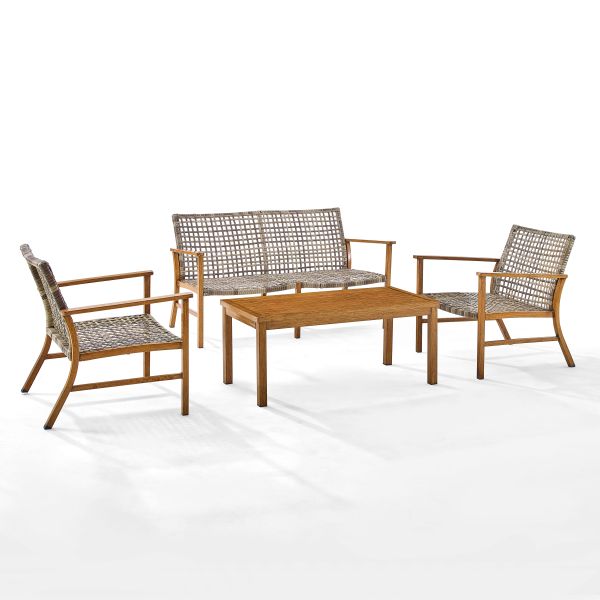 Ridley 4Pc Outdoor Wicker And Metal Conversation Set