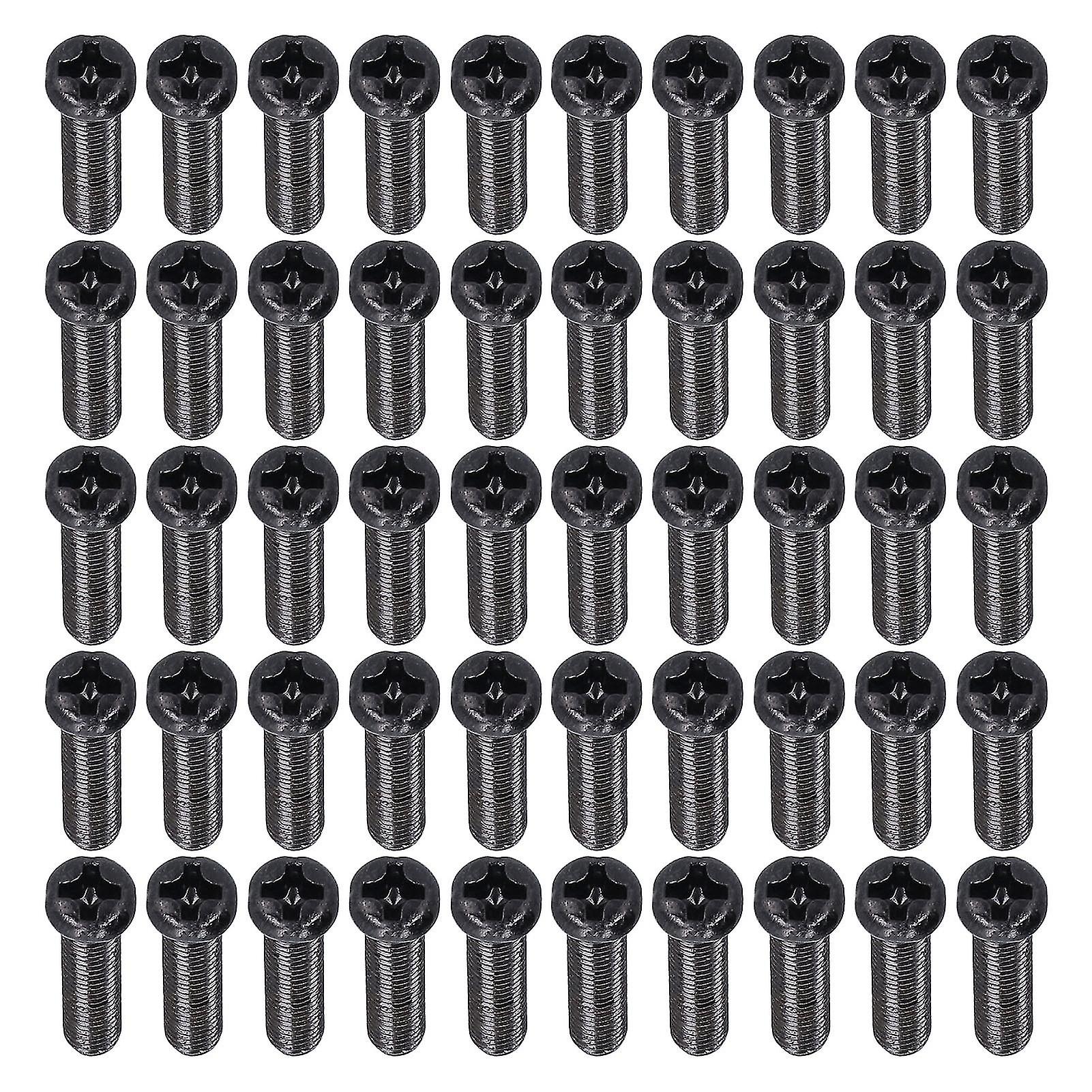 50pcs DIN 7985 Steel Pan Head Machine Screw Fully Threaded Black Zinc Plated Bolts FastenerM4x20