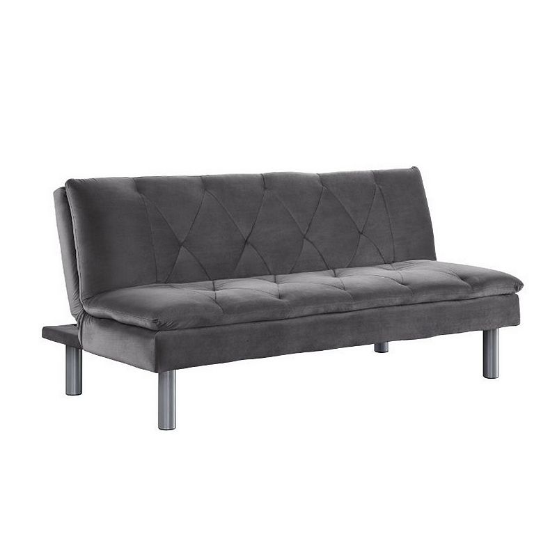 Adjustable Sofa with Diamond Tufting and Metal Legs， Gray