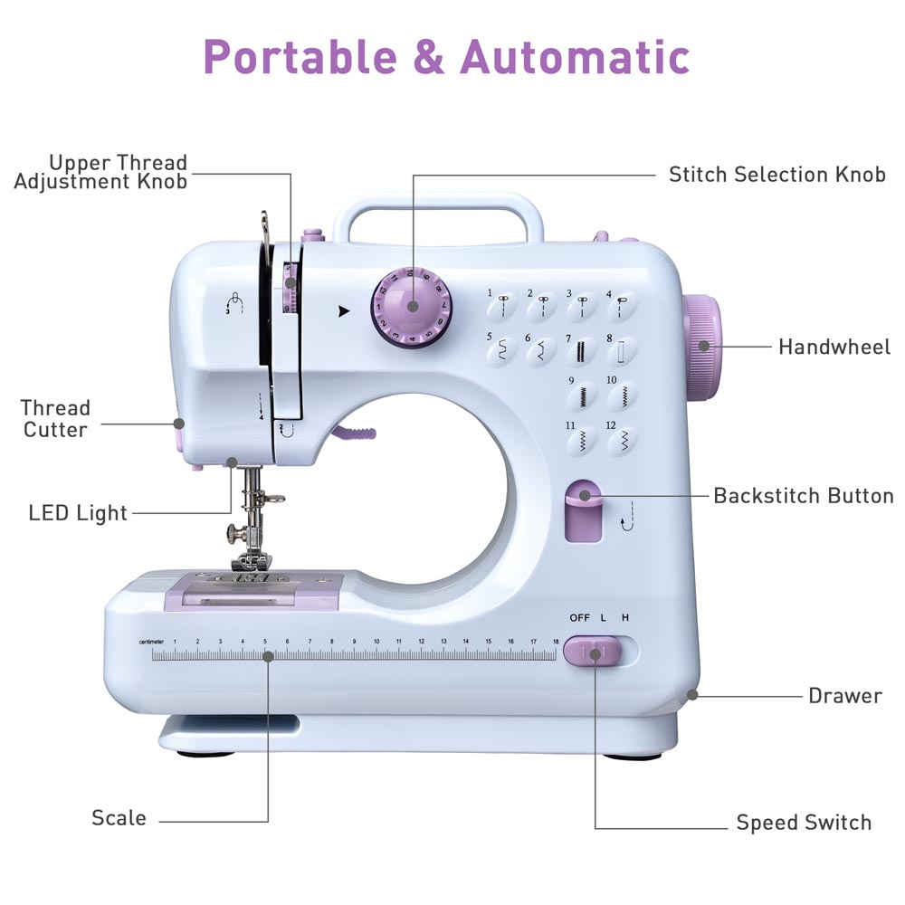 Yescom Portable Sewing Machine for Beginners Home 12 Stitches Pedal