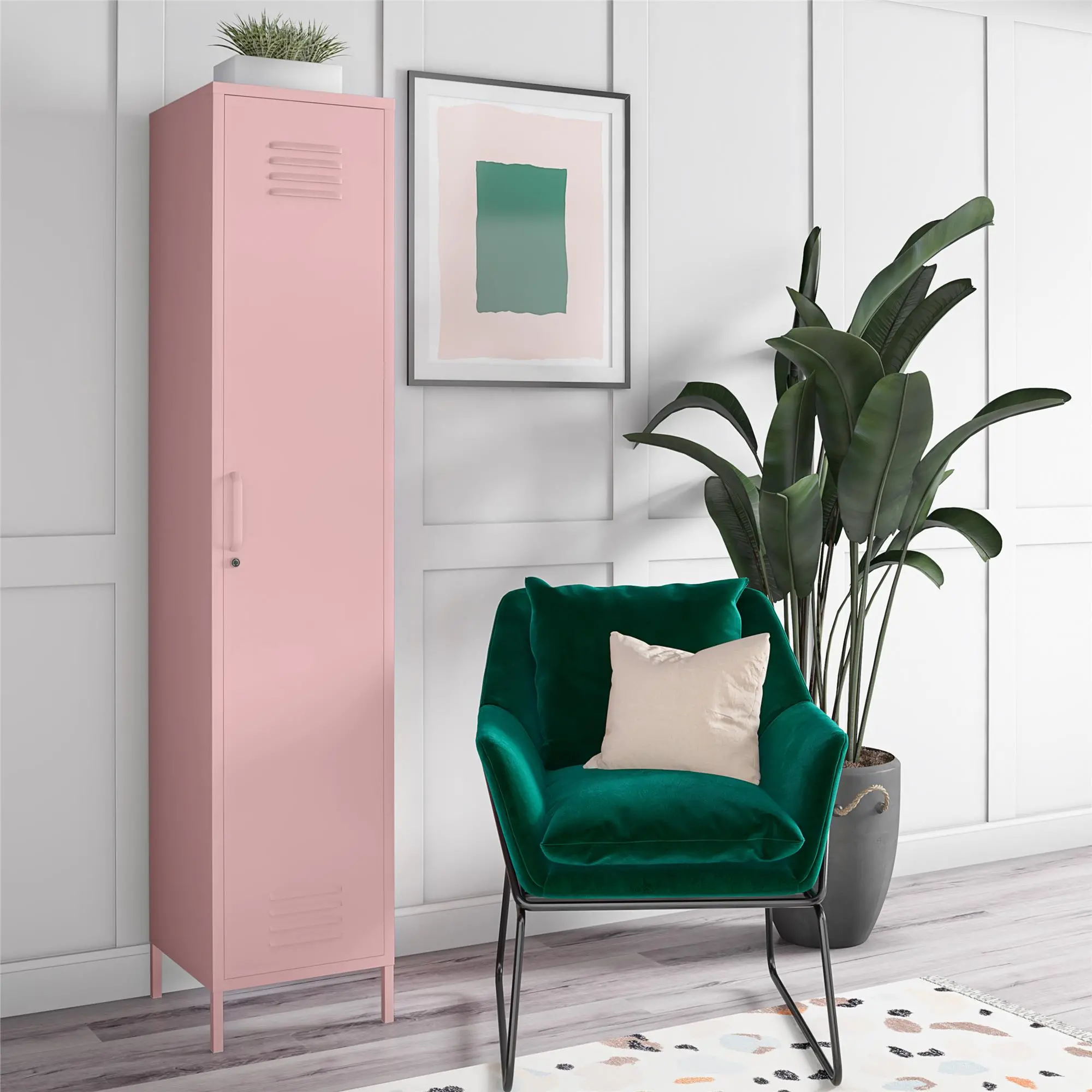 Cache Pink Metal Locker Storage Cabinet