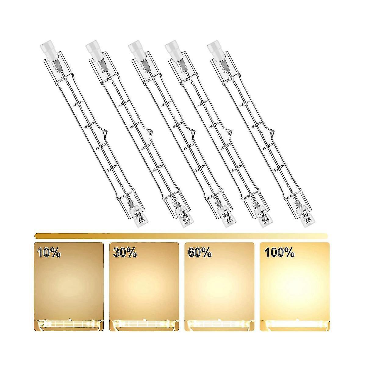 5 Pack R7s 118mm 300w 230v，r7s Halon Linear Bulb， Dimmable Halon Lamp For Construct Wo