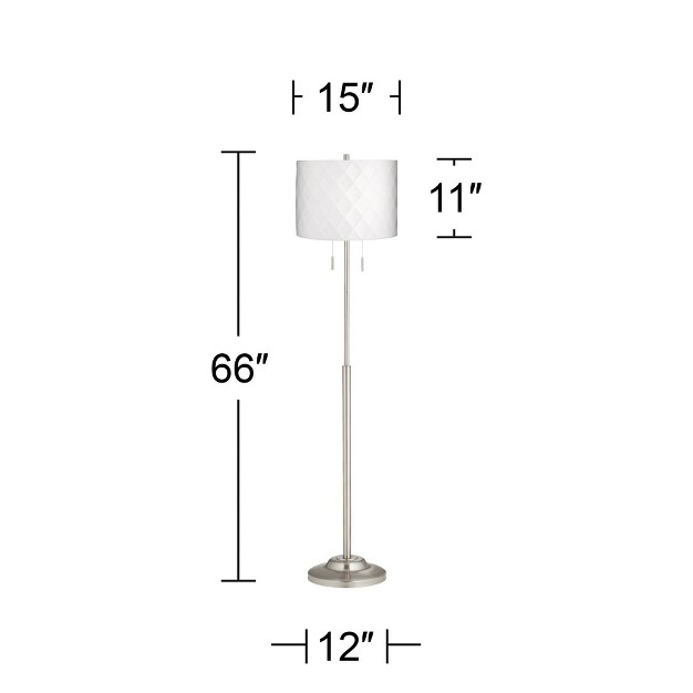 Tall Brushed Nickel Silver White Diamond Drum Shade For Living Room Bedroom Office House Home Decor