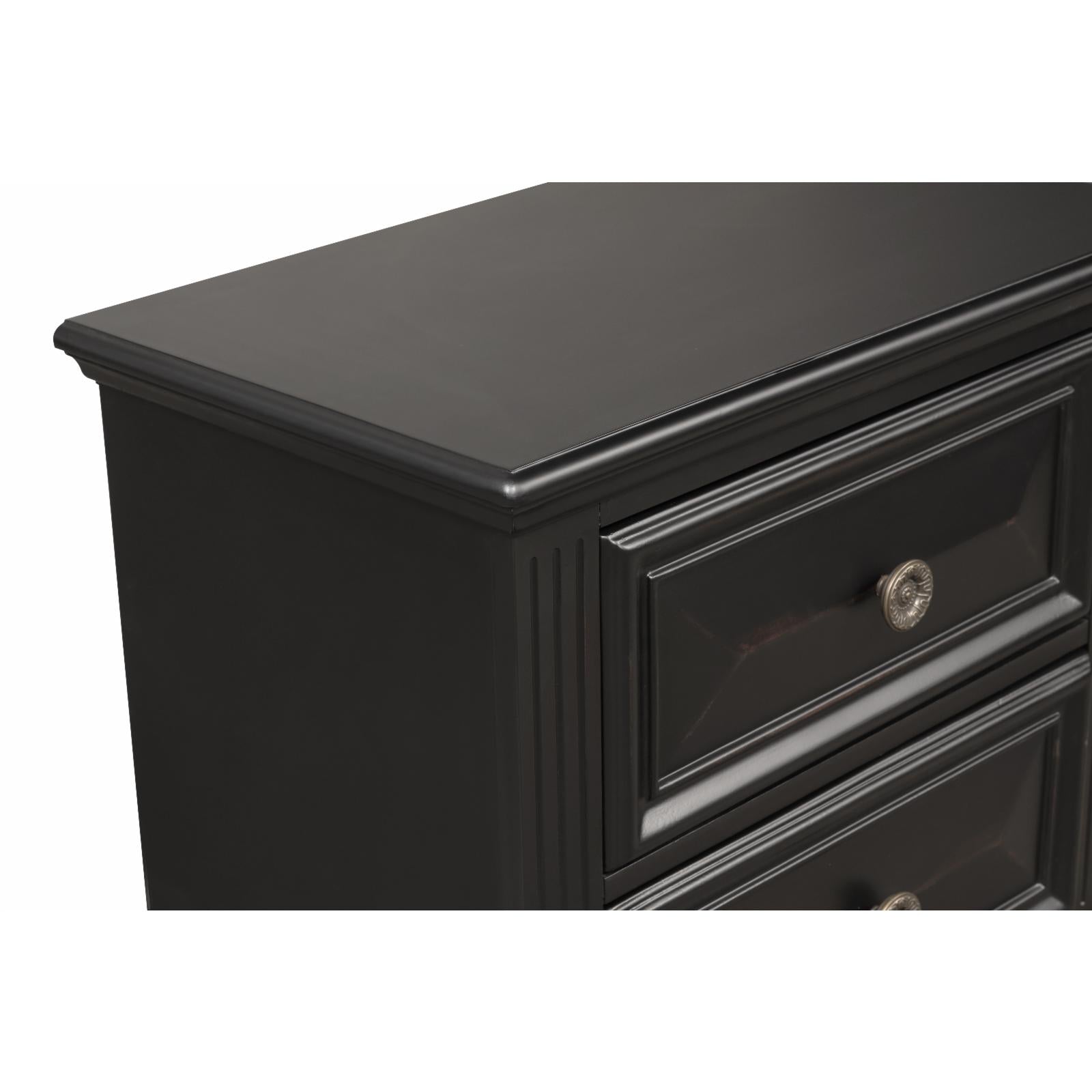 Roundhill Furniture Renova Vintage Black 2-Drawer Nightstand