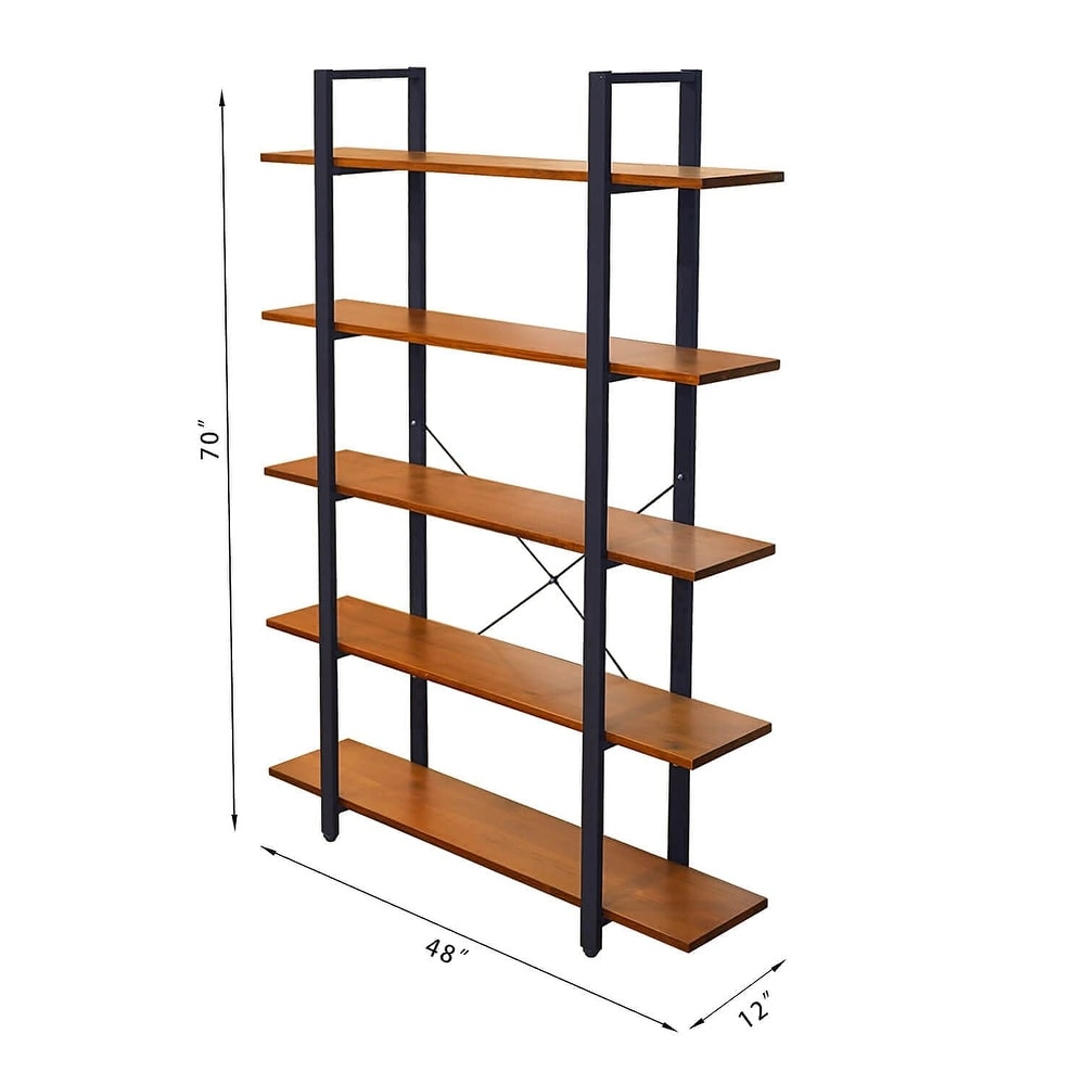 Industrial Bookshelf  USA Grown Hardwood  Real Wood Bookshelves  Modern Open Rustic Bookcase  Storage Shelf