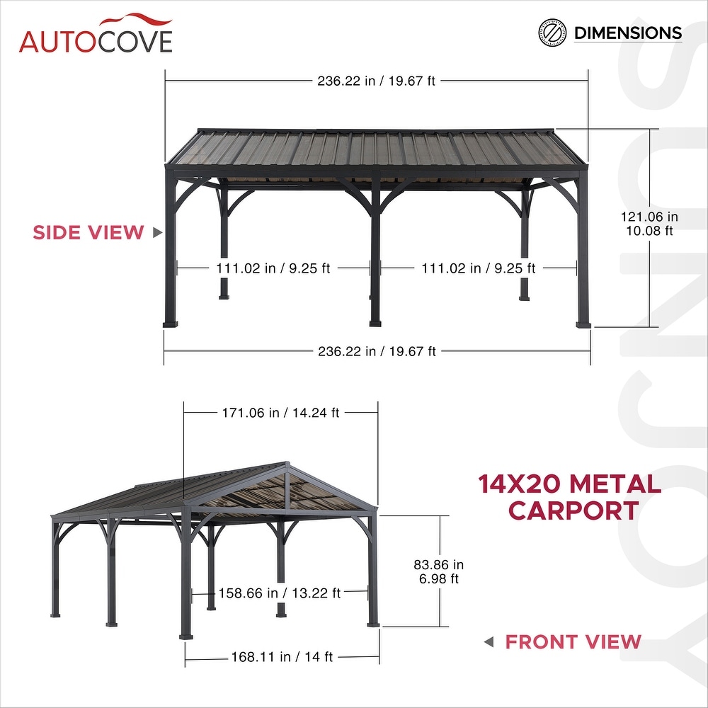 Sunjoy 20 ft. x 14 ft. Newville Carport