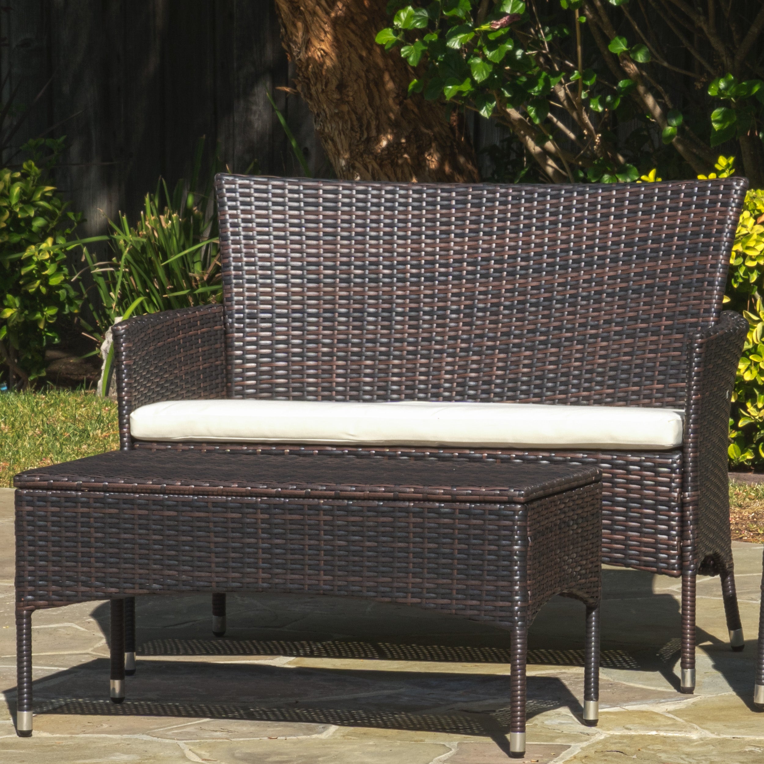 Montague Outdoor Wicker Loveseat and Coffee Table Set