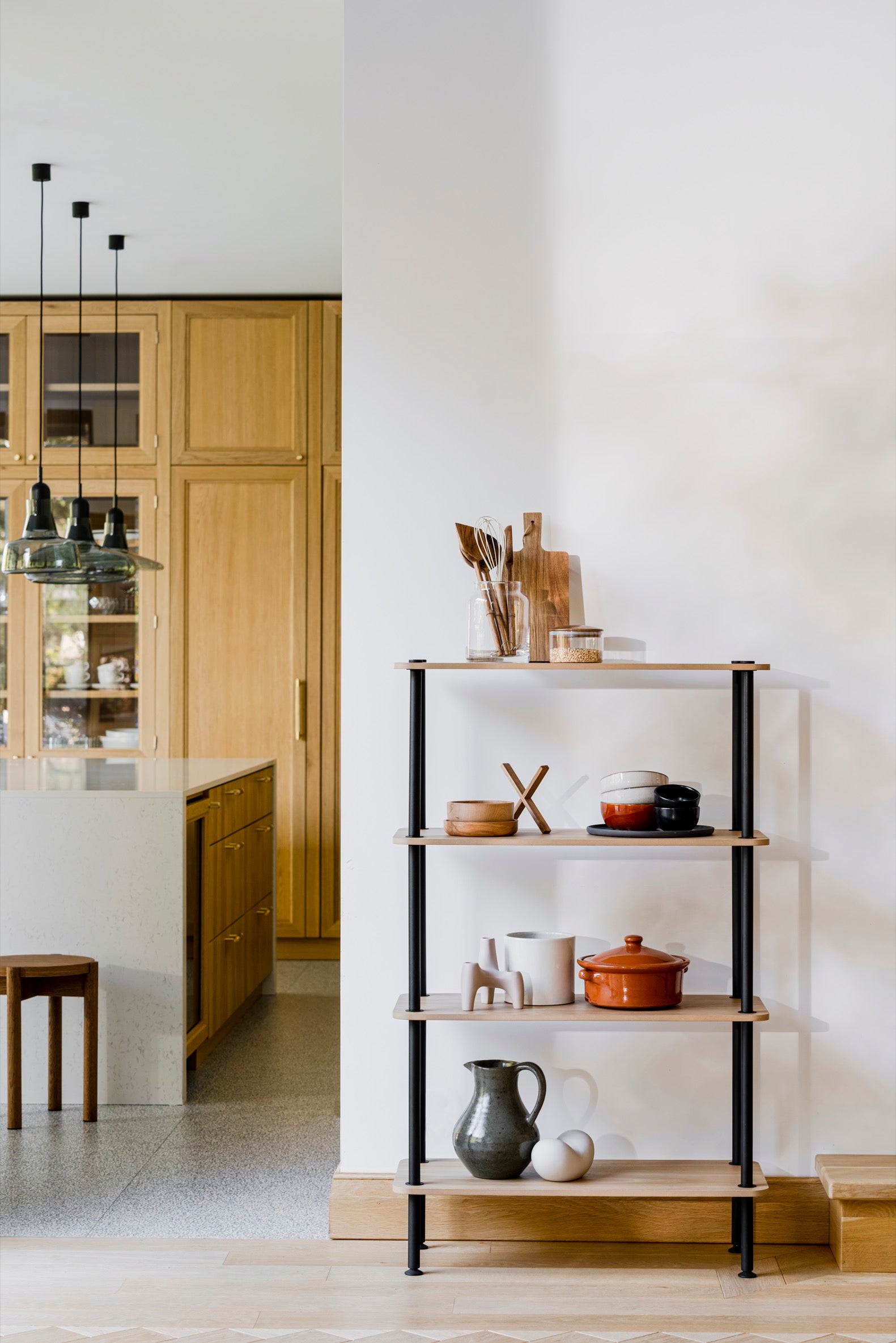 Wooden Open Bookcase with Rounded Edges