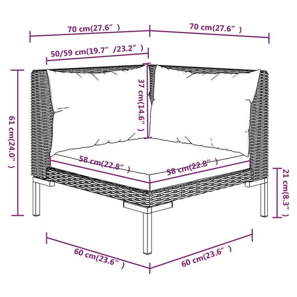 12 Piece Patio Lounge Set with Cushions Poly Rattan Dark Gray