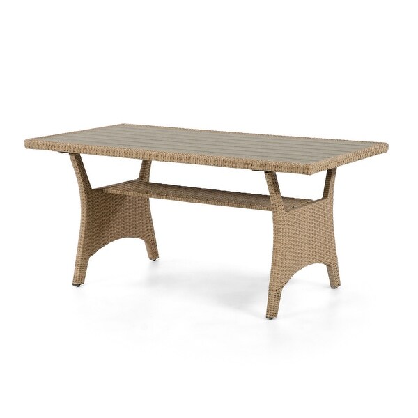 Decker Contemporary 57inch Wicker PlankStyle Outdoor Dining Table by MandL Co.