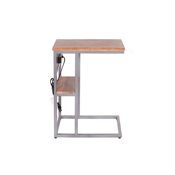 Trotts Modern Mango Wood and Iron Powered C Table