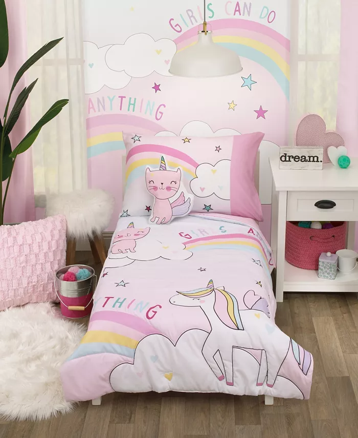 NoJo The Caticorn Girl Power 4 Piece Toddler Bedding Set