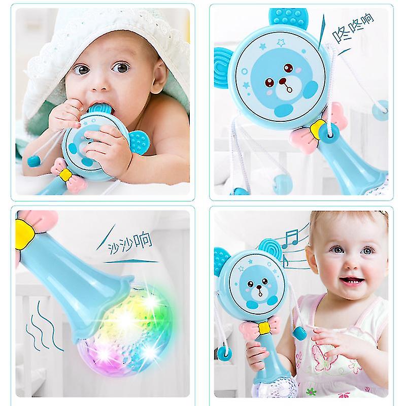 Baby Music Flashing Teether Rattle Toys Rabbit Hand Bells Mobile Infant Pacifier Weep Tear Newborn Early Educational Toys 0-12m