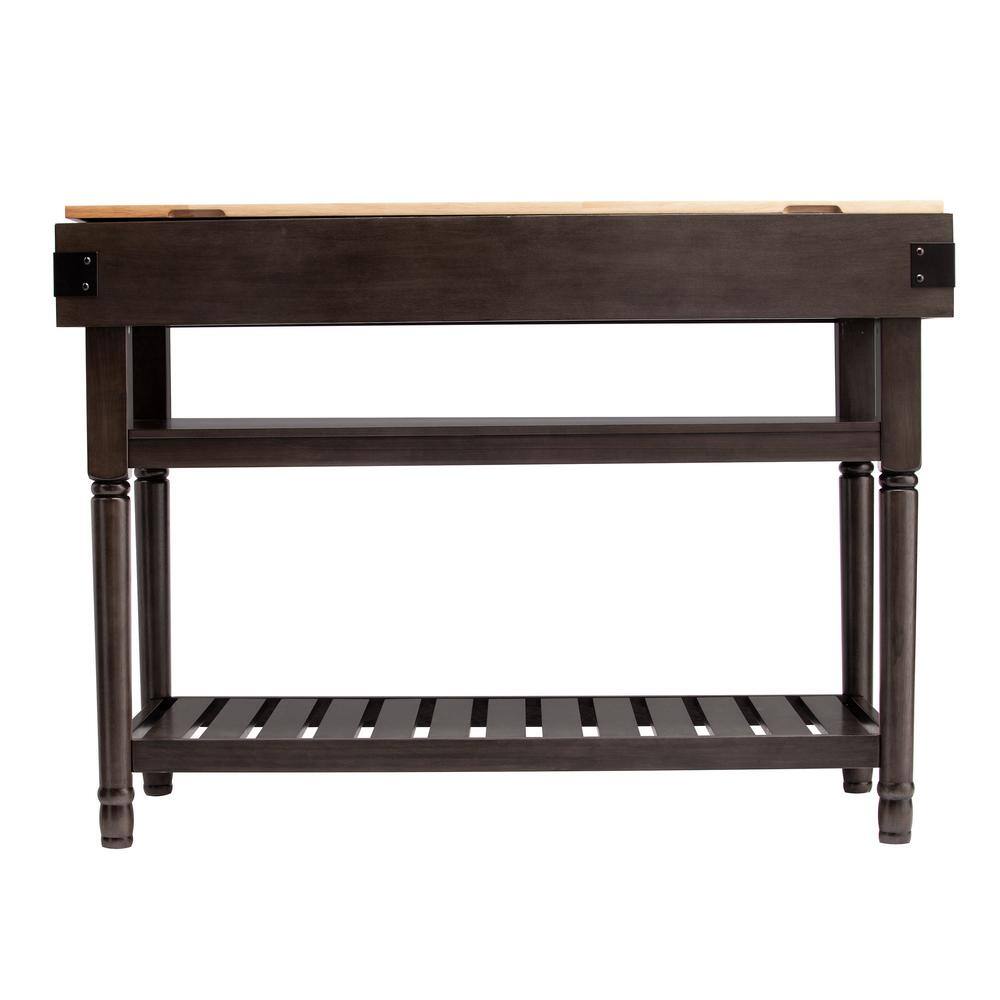 Southern Enterprises Vanek Smoked Ash and Natural Wood Finish Stationary Kitchen Island HD434025