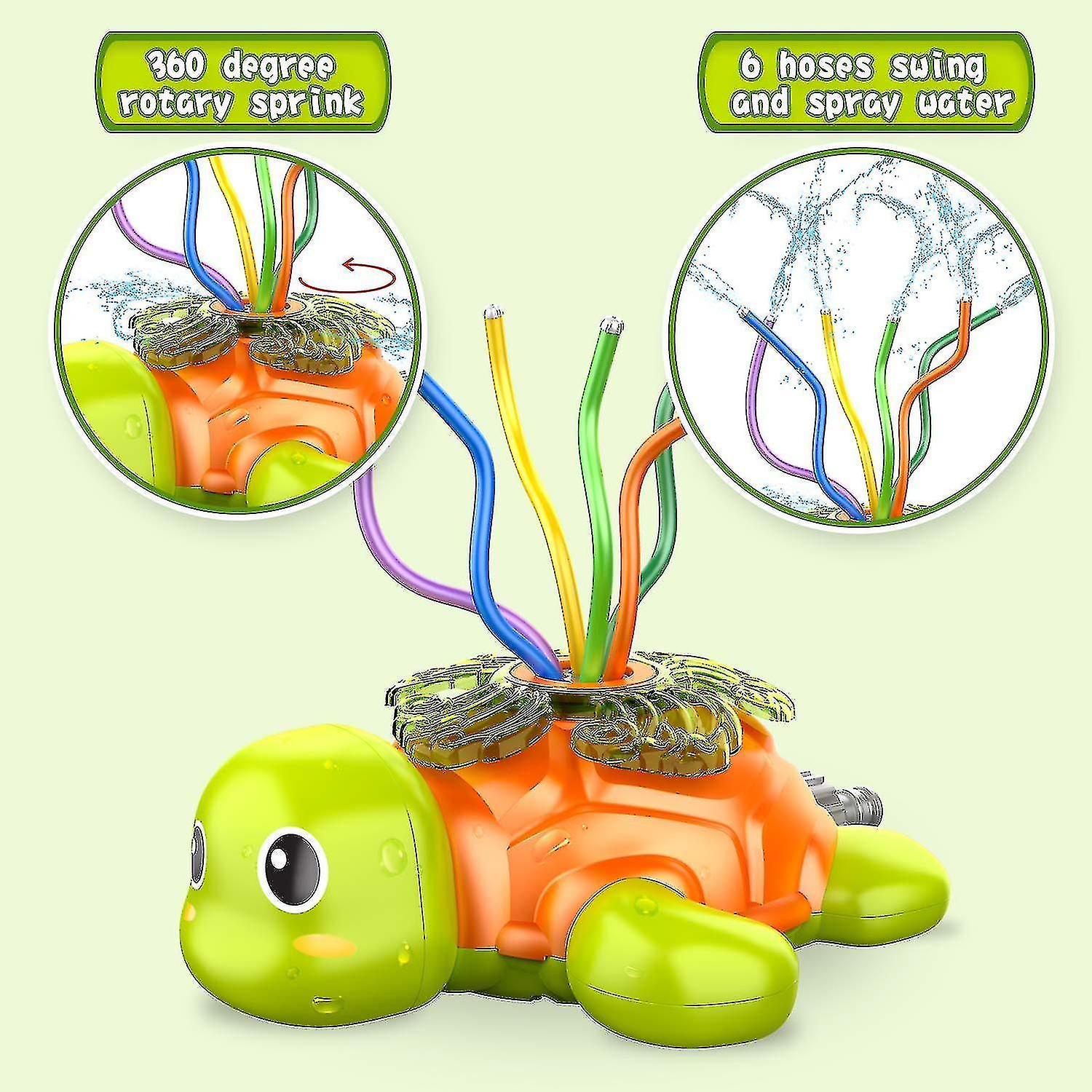 Kids Sprinkler For Yard Game With Wiggle Tubes Spinning Turtle Water For Kids - Splashing Fun Activity For Summer