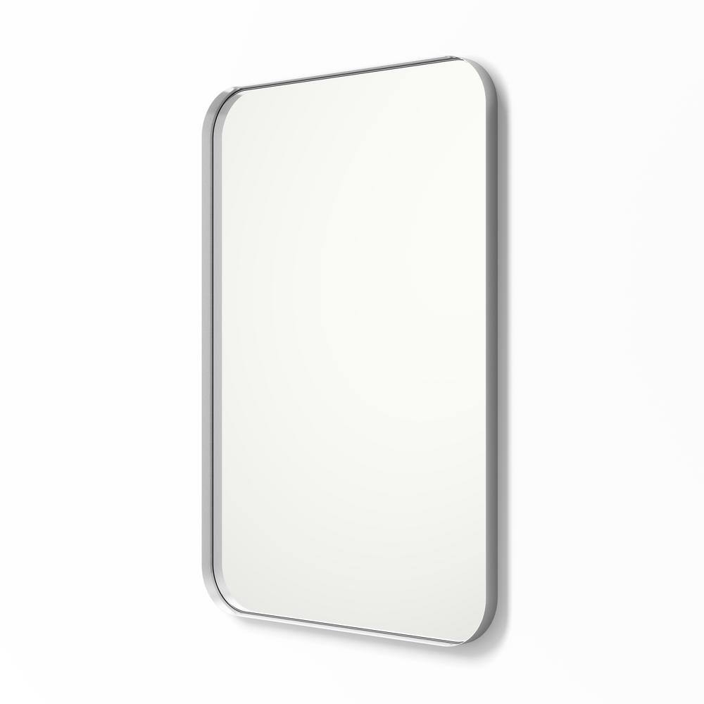 better bevel 24 in. x 36 in. Metal Framed Rounded Rectangle Bathroom Vanity Mirror in Silver 20014