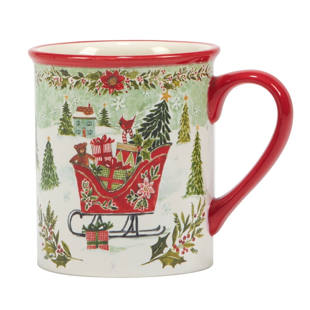 Certified International Joy of Christmas 16 oz. Mugs  Set of 4 Assorted Designs