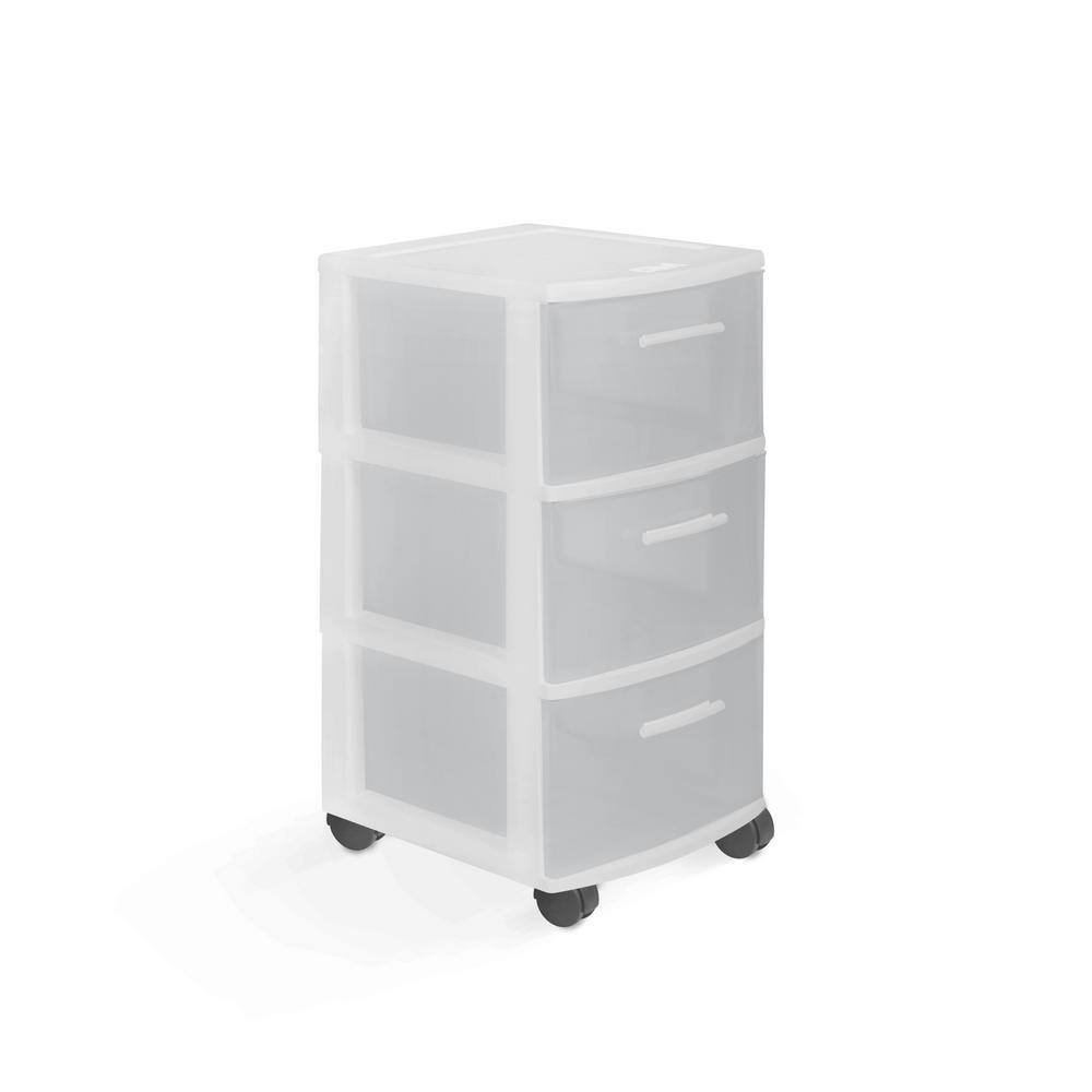 MQ 3-Drawer Resin Rolling Cart in Clear and White (2-Pack) 547-WHT2PK