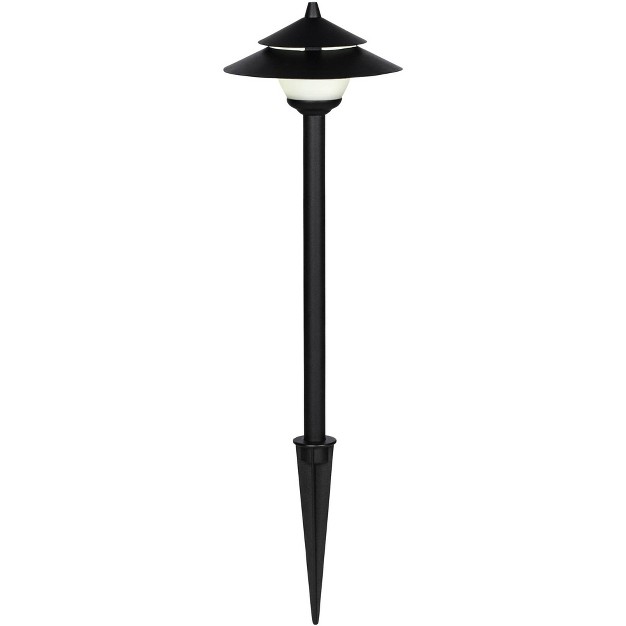 John Timberland Pagoda Textured Black 8 piece Led Landscape Path Light Set