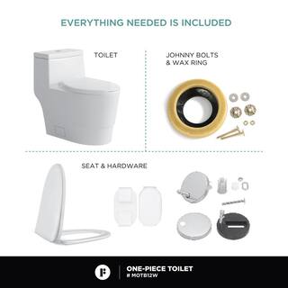 FINE FIXTURES Atlantis 12 in. Rough-In 1-Piece 11.6 GPF Dual Flush Elongated Toilet in White Seat Included MOTB12W