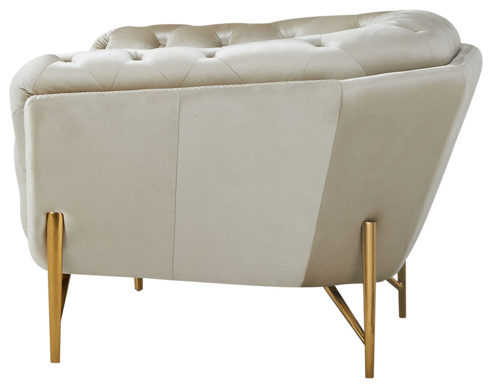 Divani Casa Stella Transitional Beige Velvet Chair   Midcentury   Armchairs And Accent Chairs   by Vig Furniture Inc.  Houzz