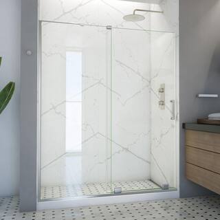 DreamLine Mirage-X 56 in. to 60 in. x 72 in. Semi-Frameless Sliding Shower Door in Brushed Nickel SHDR-1960723L-04