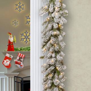  9 ft. Snowy Sheffield Spruce Artificial Christmas Garland with Twinkly LED Lights PESL3-300T-9B-S