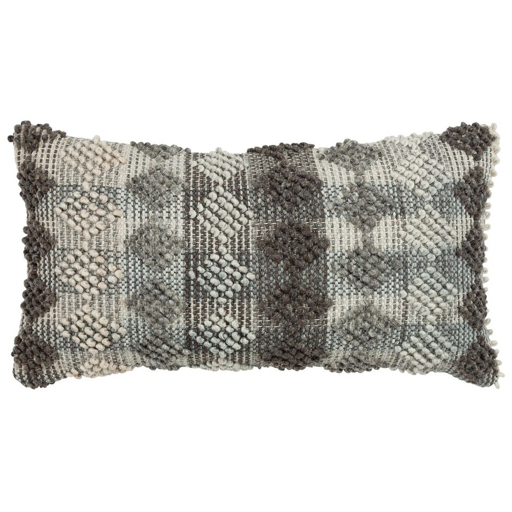 Textured Diamonds Grey Throw Pillow