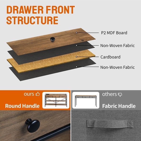 Console Table with Outlets and USB Ports， Narrow Entryway Table with 3-Drawer