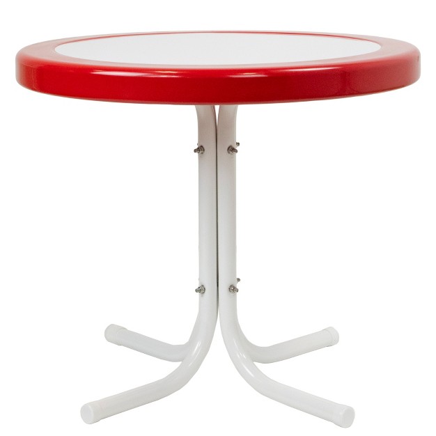 Outdoor Retro Tulip Side Table Red And White