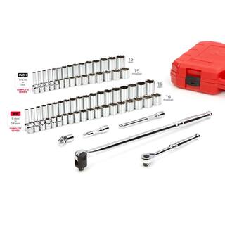 TEKTON 38 Inch Drive 6-Point Socket  Ratchet Set 73-Piece (14-1 in. 6-24 mm) SKT15311