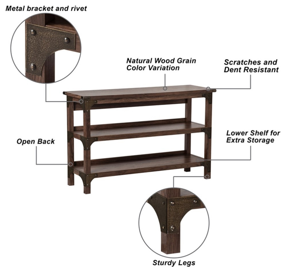 Saint Birch Logan Contemporary Wood Console Table in Walnut   Industrial   Console Tables   by Homesquare  Houzz