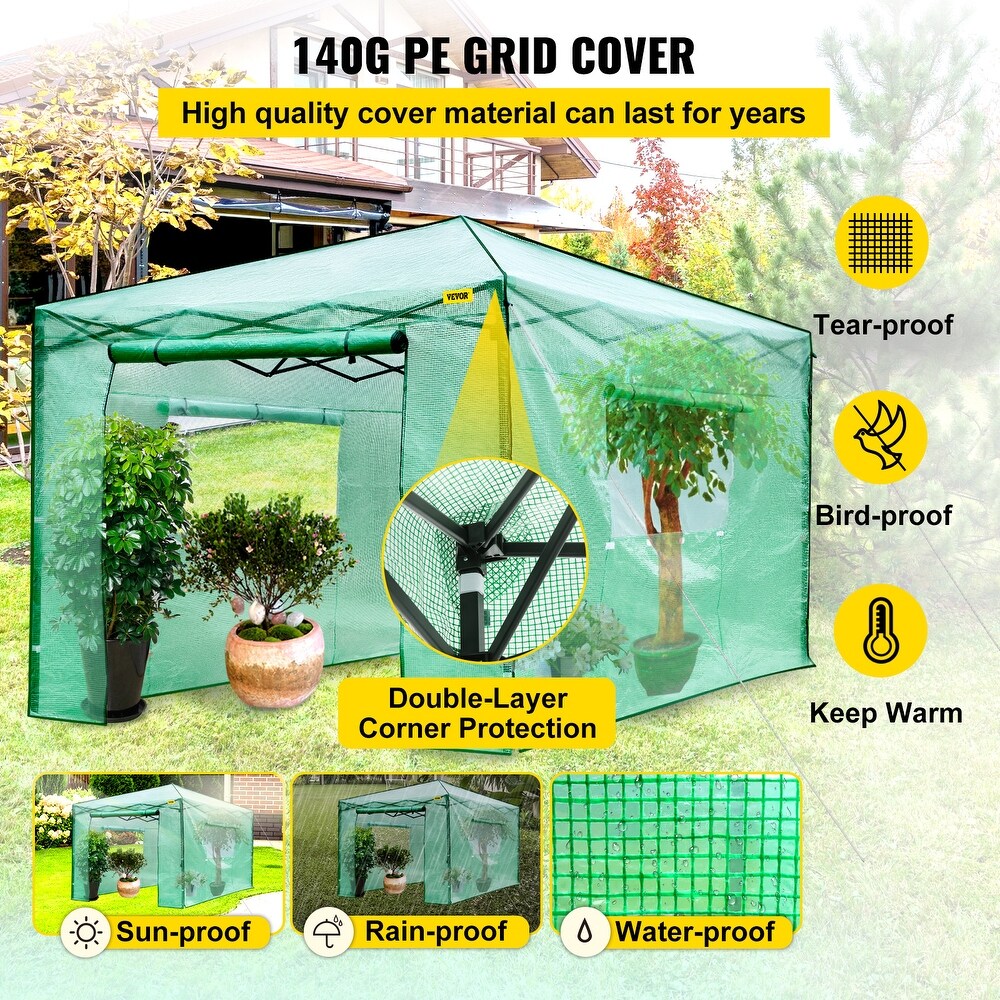 VEVOR Pop Up Greenhouse Portable Greenhouse with Doors   Windows Set Up in Minutes