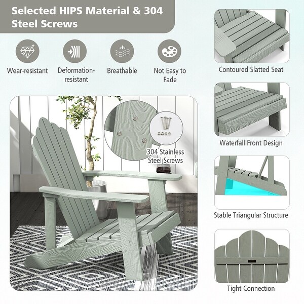 Gymax Patio HIPS Outdoor Weather Resistant Slatted Chair Adirondack