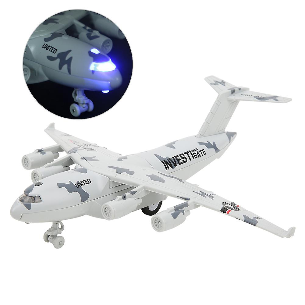 22mm/8.7in Alloy Aircraft Diecast Model Airplane Simulation With Light Music For Kid Toys Giftsgray