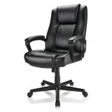 Hurston Bonded Leather High-Back Executive Chair， Black， BIFMA Certified