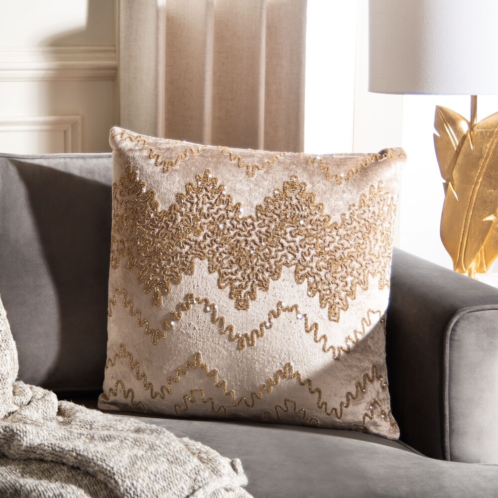 SAFAVIEH 18 inch Gold Sparkle Gold Decorative Pillow