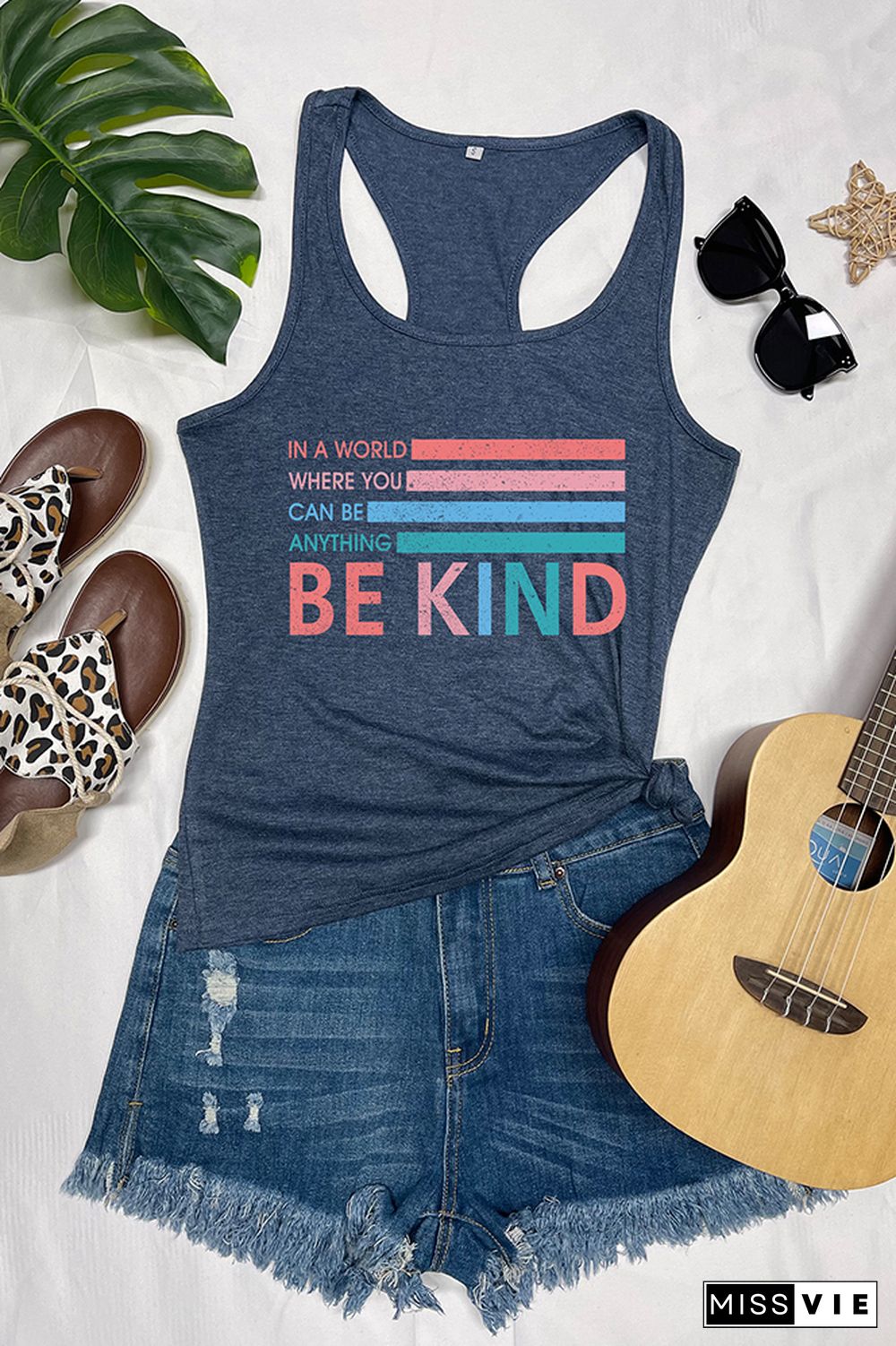 Be Kind Printed Sleeveless Tank Top Wholesale