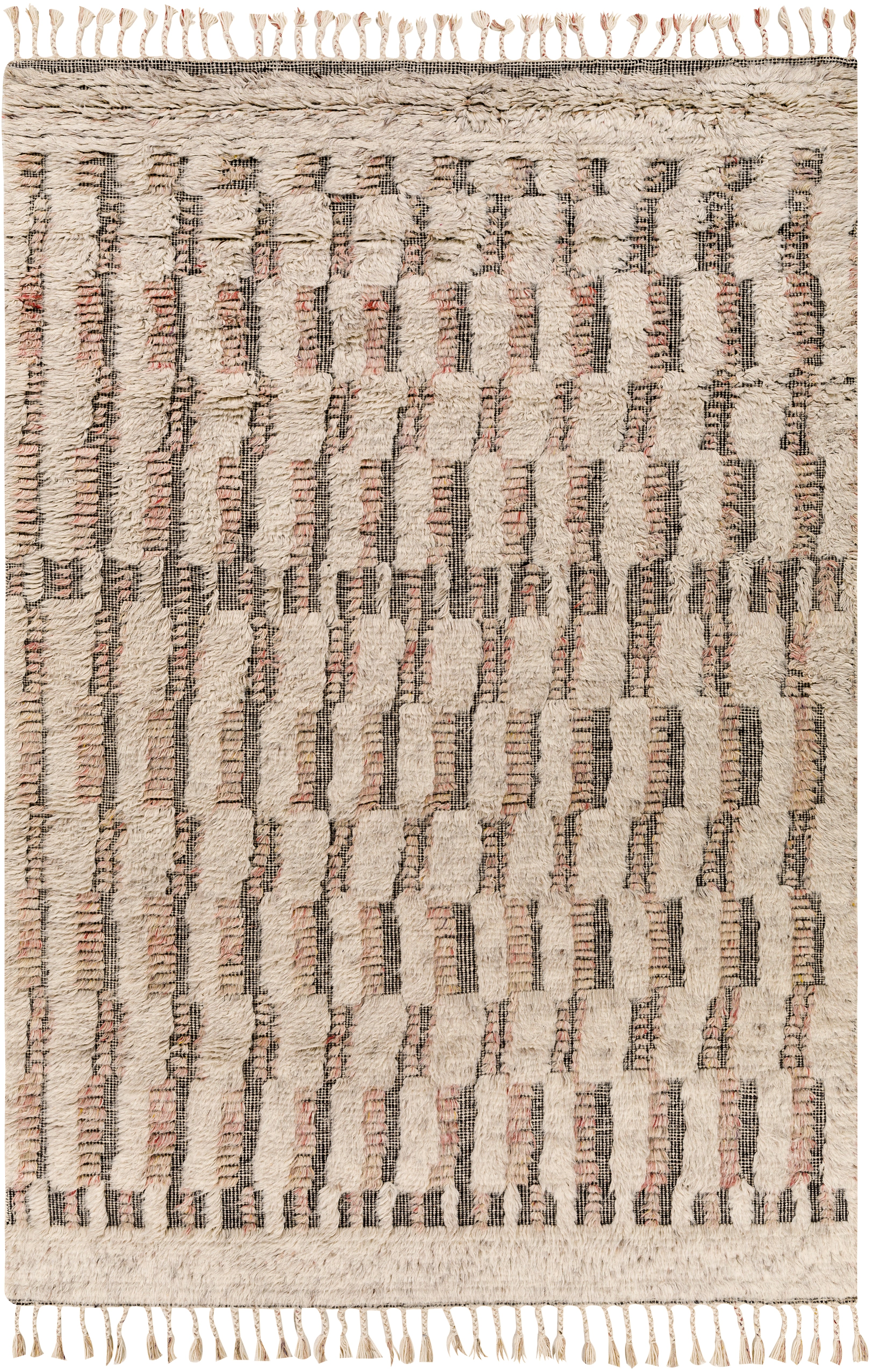 Sahara Hand Knotted Rug in Dark Brown, Pale Pink, Cream, Taupe