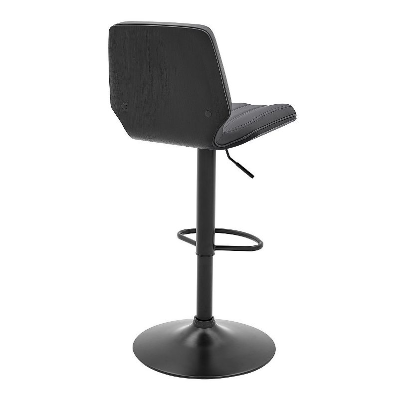 Sabine Adjustable Swivel Gray Faux Leather and Black Metal Bar Stool