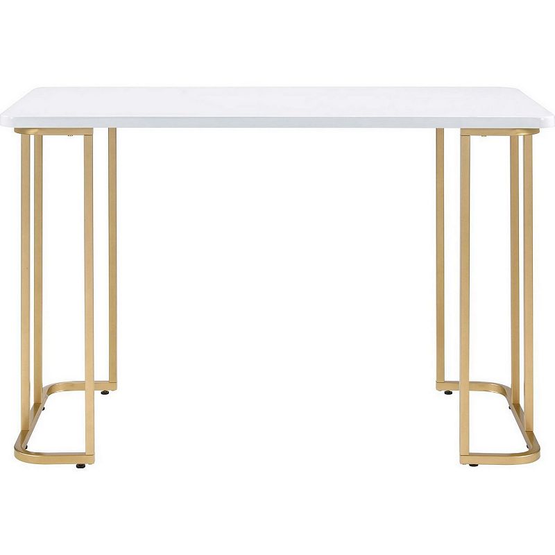 Writing Desk with Metal Curved Sled Base and Floor Protectors， White