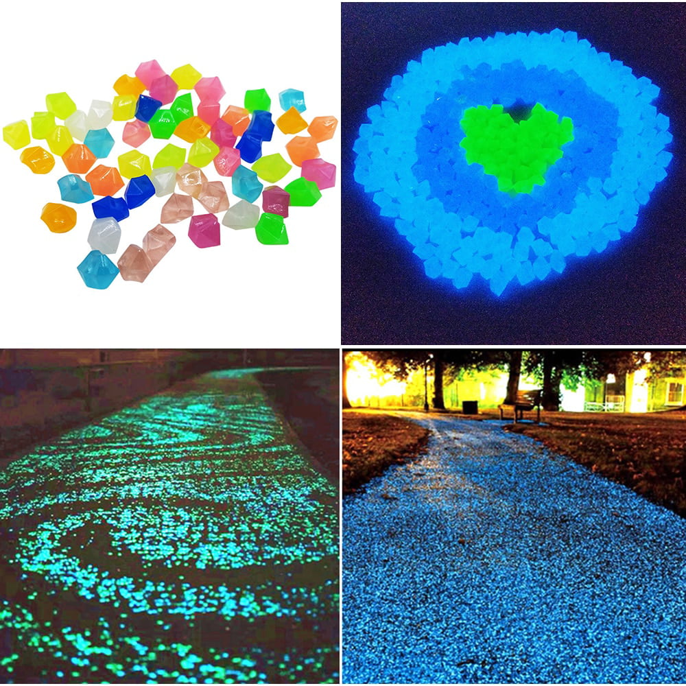 Willstar 300Pcs Glow In The Dark Garden Pebbles Glow Stones Rocks For Walkways Garden Path Patio Lawn Yard Decor Luminous Stones