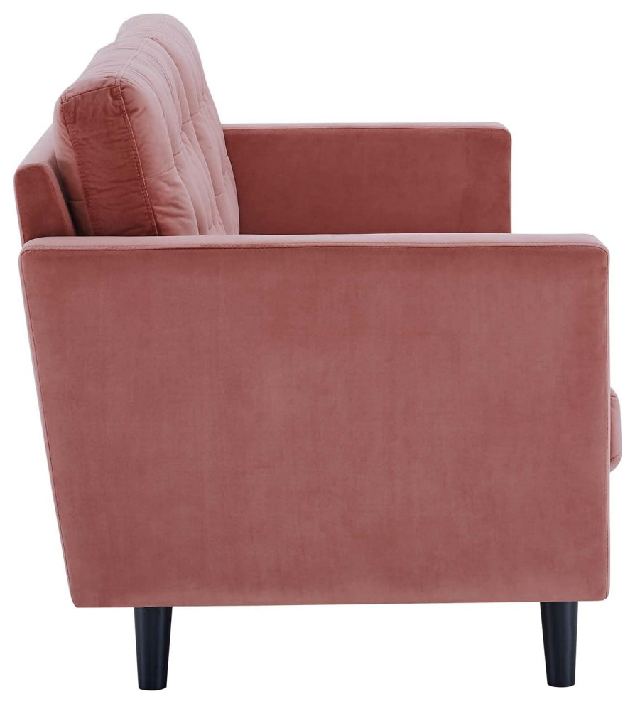 Mid Century Sofa  Velvet Upholstery With Button Tufted Seat  ampBack   Traditional   Sofas   by Declusia  Houzz