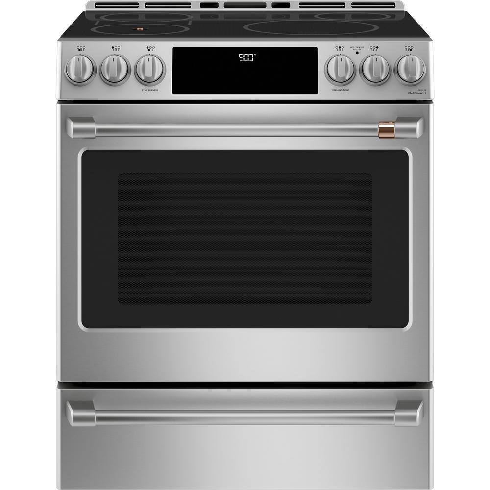 Cafe 30 in. 5.7 cu. ft. Slide-In Smart Induction Range with Self-Cleaning Convection Oven and in Stainless Steel CHS90XP2MS1