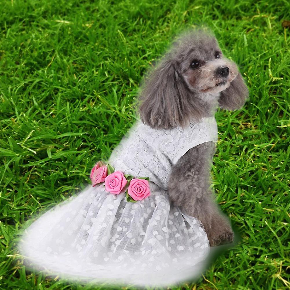 Fashionable Cute Delicate Lace Flower Party Small Pet Puppy Dog Princess Skirt Dress Clothes(M)